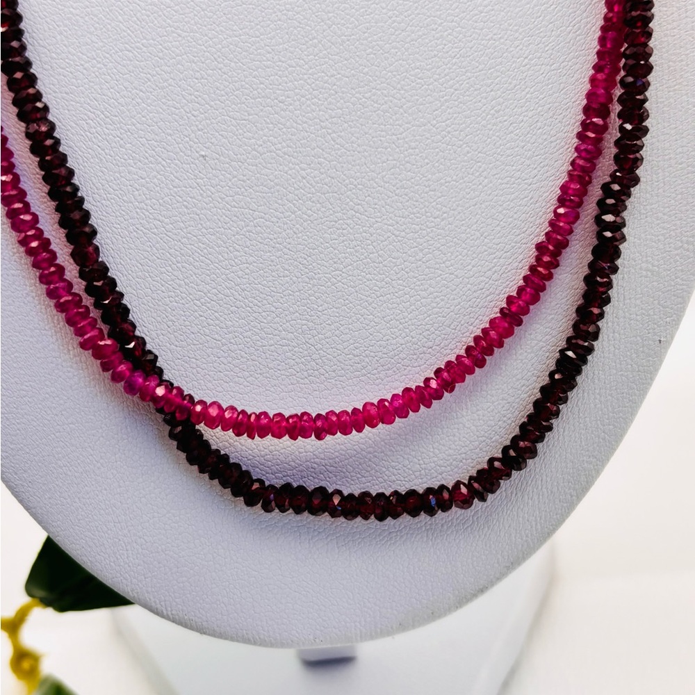 Ruby and garnet faceted Necklace - Picture 2 of 4